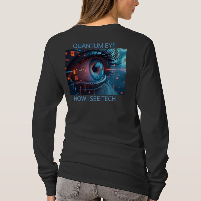 Quantum Eye tech women black long slv shirt back (Back)