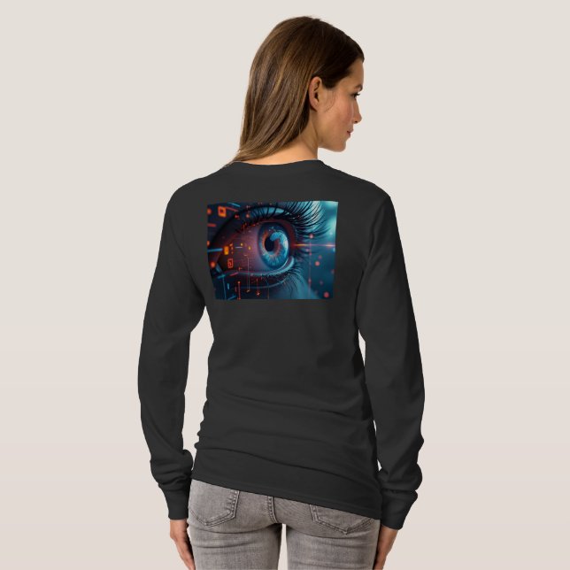 Quantum Eye women long sleeve black T-shirt back (Back Full)