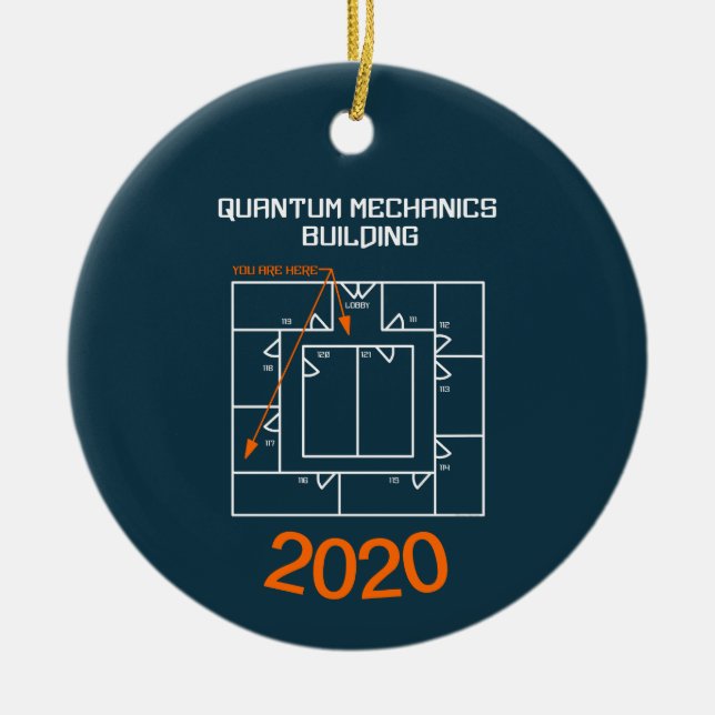 Quantum Mechanics Building Ceramic Ornament (Front)