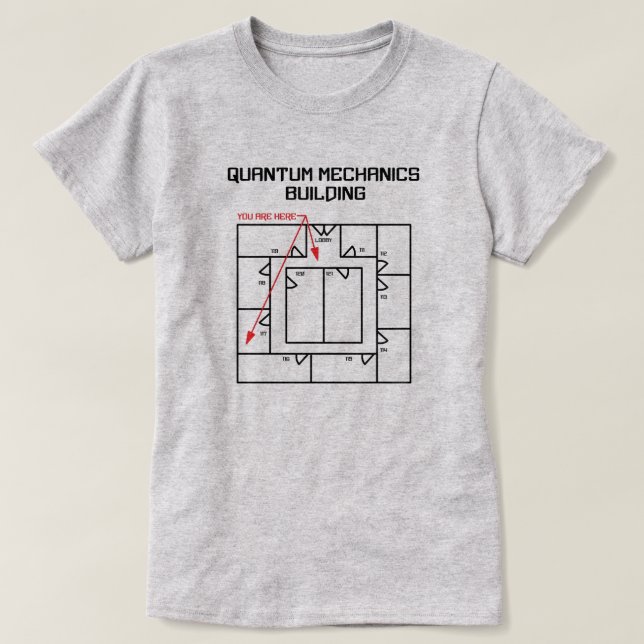 Quantum Mechanics Building T-Shirt (Design Front)