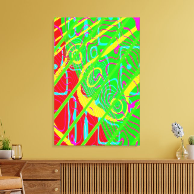 Quantum Physics Neon Colours Kinetic Painting  Canvas Print (Insitu(LivingRoom))