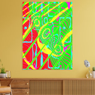 Quantum Physics Neon Colours Kinetic Painting  Canvas Print