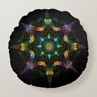 Quantum Starfire - Sacred Geometry Cosmic Mandala Round Pillow