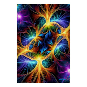 Quantum Winds: AI-Multicolored Fractal Poster