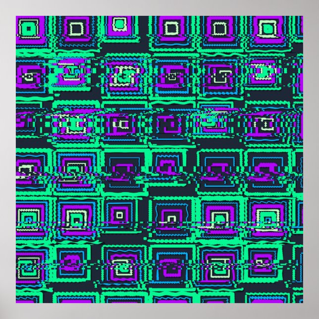 Quantumphysics Geometric Glitch Pattern  Poster (Front)