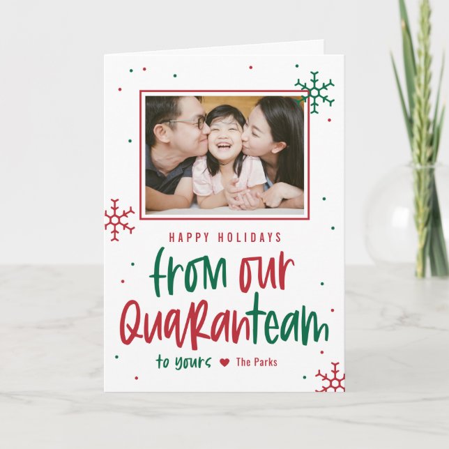 Quaranteam Editable Colour Folded Holiday Card (Front)