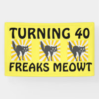quarantième BANNIÈRE DRÔLE de CAT d'ANNIVERSAIRE