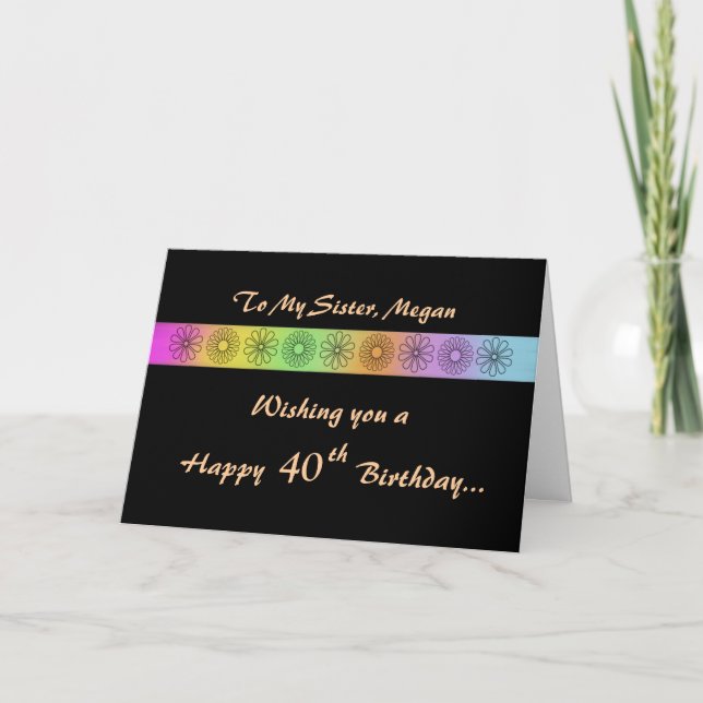 Quarantième carte d'anniversaire personnalisable (Devant)