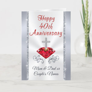 Quarantième cartes d'anniversaire de mariage de