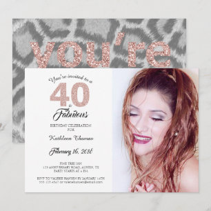 Quarantième invitation fabuleuse de photo de fête