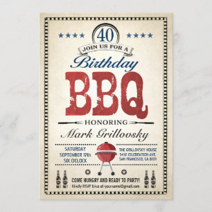 quarantième Invitations de BBQ d'anniversaire