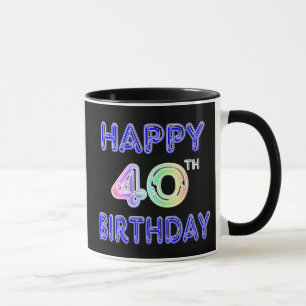 quarantième Tasse d'anniversaire avec la police de