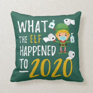 Quarantine 2020 Christmas Commemorative Elf Throw Pillow