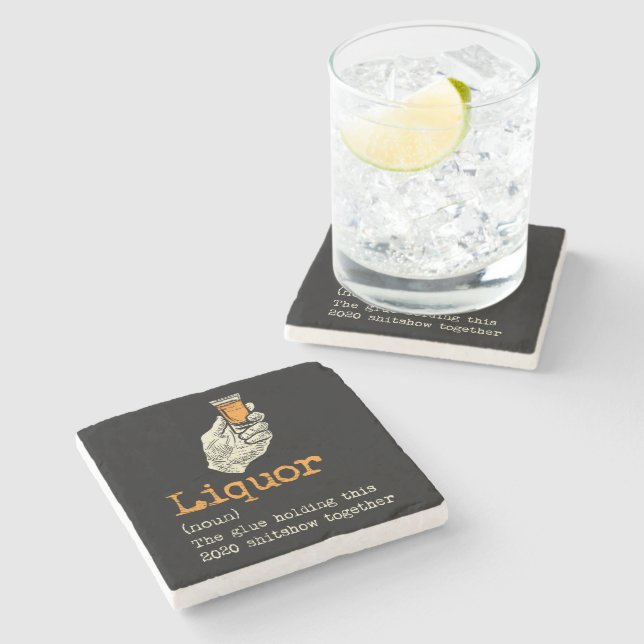 Quarantine 2020 Commemorate Liquor Definition Gag Stone Coaster (Side)