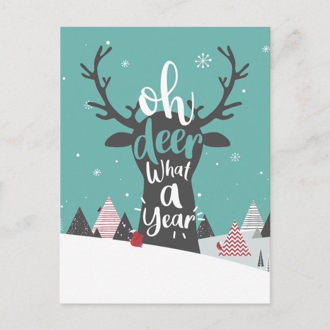 Quarantine 2020 Oh Deer What A Year Christmas Holiday Postcard (Front)