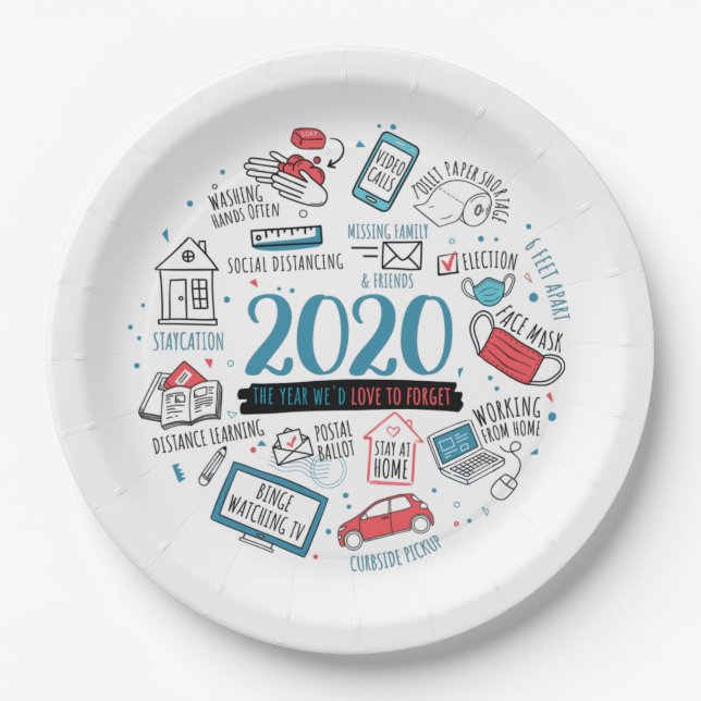 Quarantine 2020 Pandemic Commemorative Paper Plate (Front)
