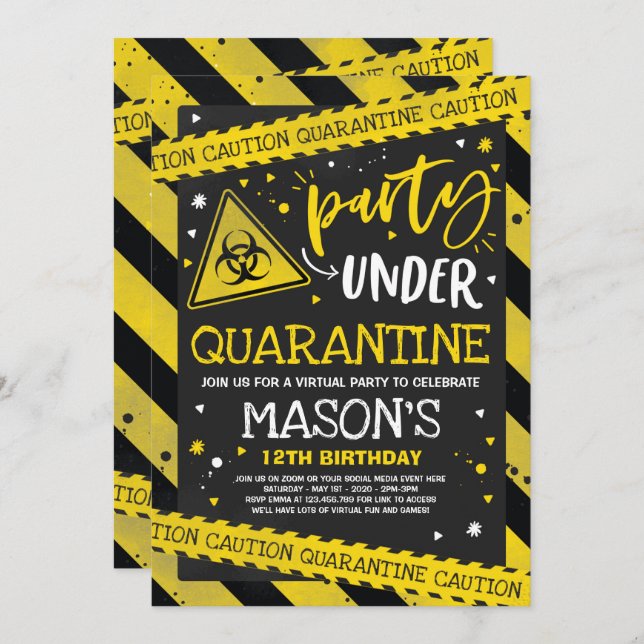 Quarantine Anniversaire Invitation de fête Zoom vi (Devant / Derrière)