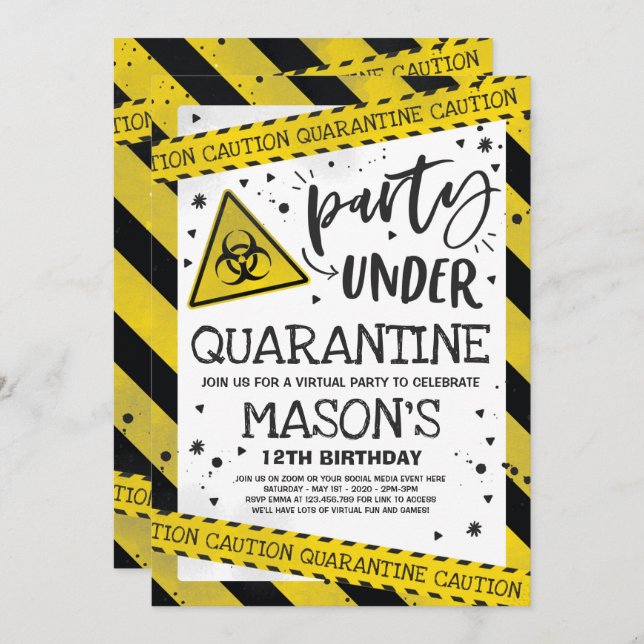 Quarantine Anniversaire Invitation de fête Zoom vi (Devant / Derrière)