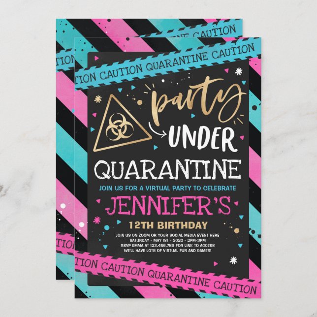 Quarantine Anniversaire Invitation de fête Zoom vi (Devant / Derrière)