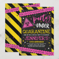 Quarantine Birthday Party Invitation Virtual Zoom