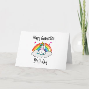 Quarantine Birthday Unicorn rainbow Card