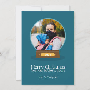 Quarantine Bubble Merry Christmas photo Holiday Ca Card