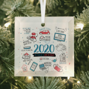 Quarantine Christmas Commemorative 2020 Pandemic Glass Ornament