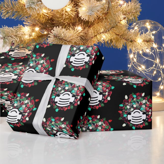 Quarantine Christmas Decorated Covid Pathogen Mask Wrapping Paper (Holidays)