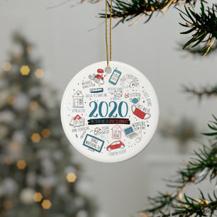 Quarantine Christmas Funny 2020 Commemorative Ceramic Ornament
