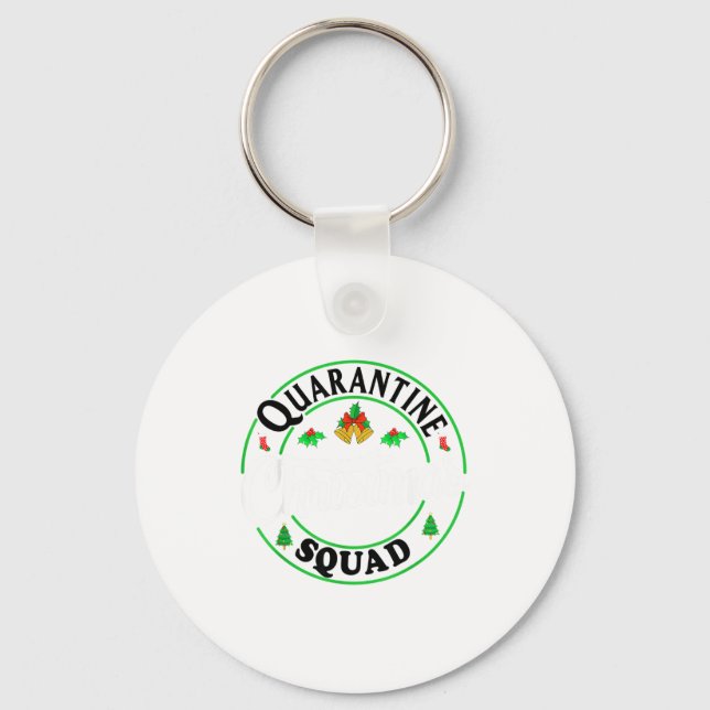 Quarantine Christmas Squad Matching Family Holiday Keychain (Front)