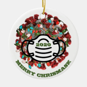 Quarantine Christmas Tree 2020 Lit Covid Pathogen Ceramic Ornament