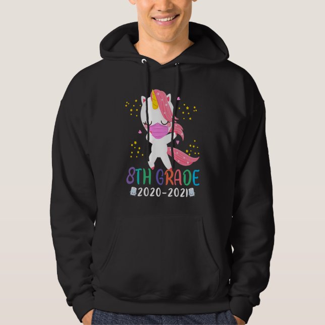Quarantine Dabbing 8th grade Unicorn Back to Schoo Hoodie (Front)