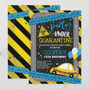 Quarantine Drive-By Birthday Party Parade Invitation