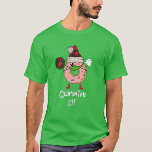 Quarantine Elf Funny Christmas Masked Donut T-Shirt