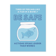 Quarantine Lock Down Fish In a Bowl Be SAFE Blue