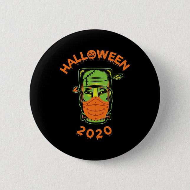 Quarantine-o-ween frankenstein With Mask' Collecta 2 Inch Round Button (Front)