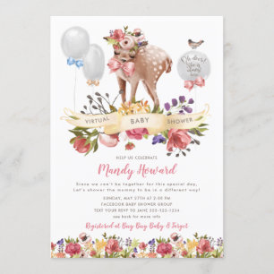 Quarantine Oh Deer Girl Virtual Baby Shower Invitation