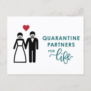Quarantine Partners for Life   Blue Announcement Postcard