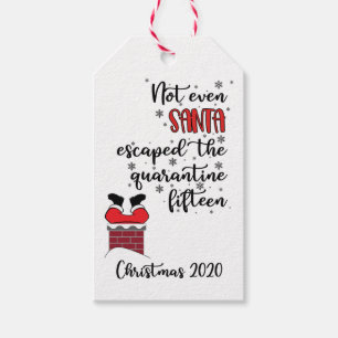 Quarantine Weight Gain Santa Stuck in Chimney Gift Tags