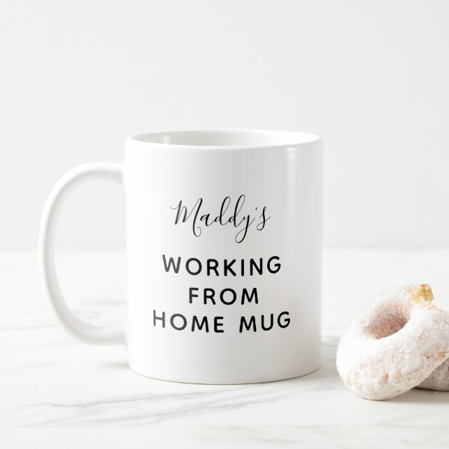 Quarantine working From Home Personalized Name Coffee Mug (With Donut)