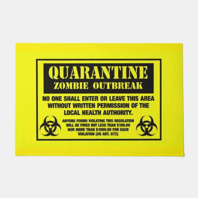 Quarantine Zombie Outbreak Doormat (Front)
