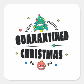 quarantined christmas square sticker