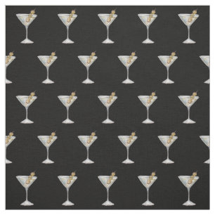 Quarantini Cocktail Pattern Face Mask Black Fabric