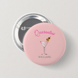 Quarantini Personal Cocktail Glass Pink 2 Inch Round Button