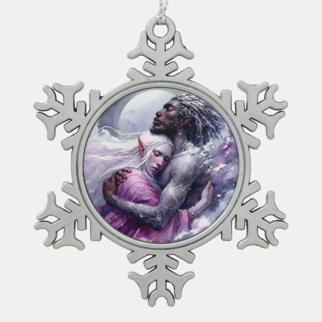 Quaraun & BoomFuzzy - Embrace Snowflake Pewter Christmas Ornament (Front)