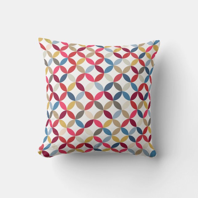 Quarter circles pattern bold colour mix pillow (Front)