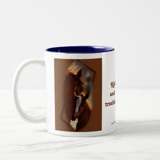 Quarter Horse & colt Mug--customize Two-Tone Coffee Mug (Left)
