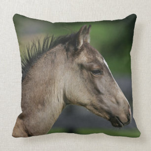 Quarter Horse Foal Headshot Throw Pillow