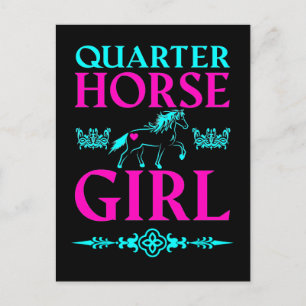 Quarter Horse Girl in Aqua and Pink    Postcard