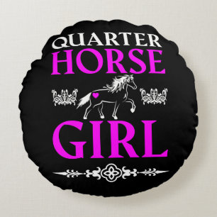 Quarter Horse Girl   Round Pillow